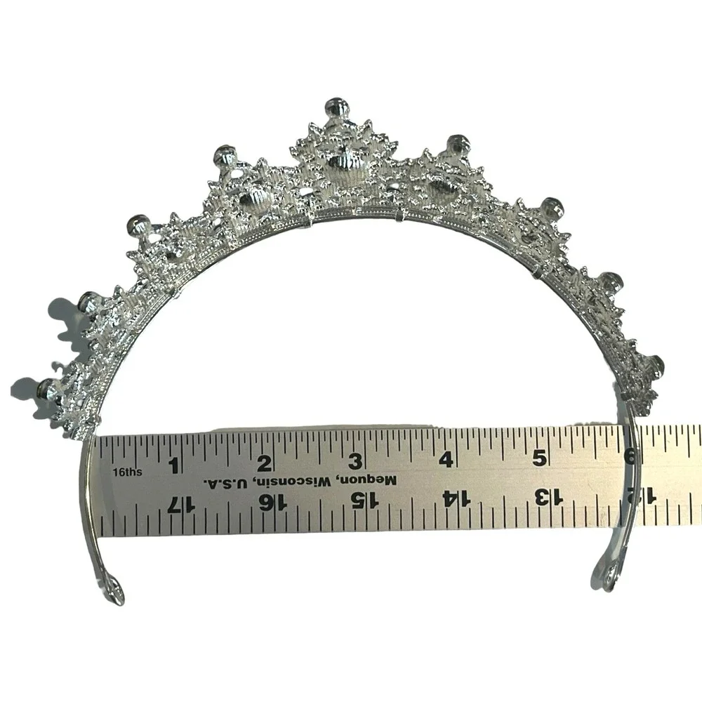 New Beautiful Silver Tone Green Rhinestone Tiara Crown Queen Pageant Birthday